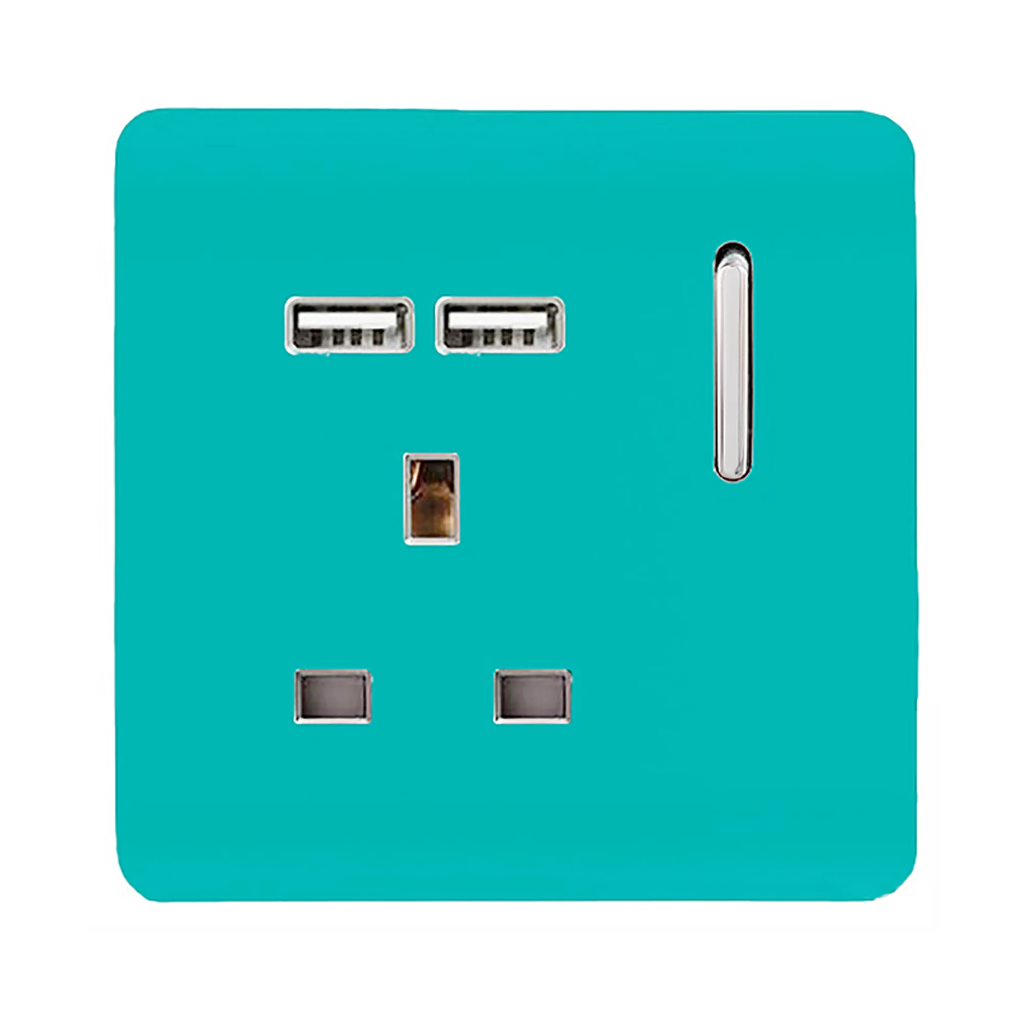 ART-SKT13USBBT  1 Gang 13Amp Switched Single Socket With 2 x USB Bright Teal